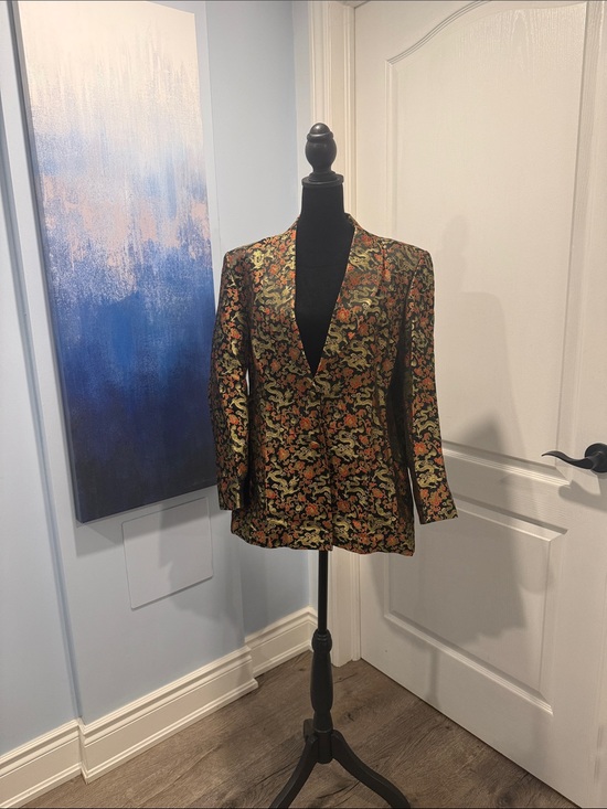 Unbranded Jackets & Blazers - Women's Metallic Brocade Blazer in Gold & Black